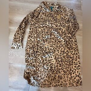 Ralph Lauren Gold and Brown Animal Print Pajama Gown